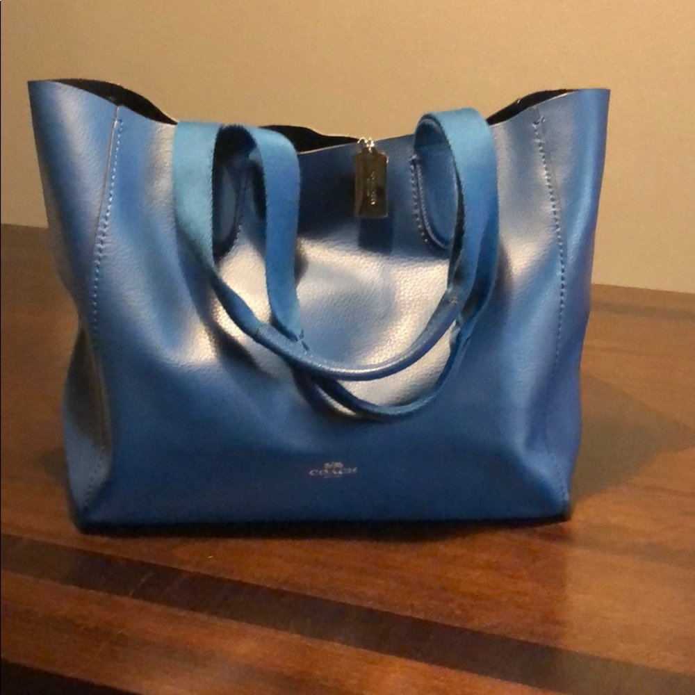 Coach Blue Pebble Leather Tote